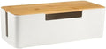 ABS Cord Organizer Box with Wooden Lid - Desk Cable Tidy