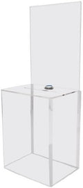 Clear Donation Box for Fundraising with Lock & Display Sign Holder