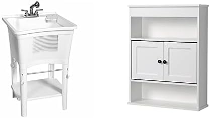 Utility Sink and Wall Cabinet Set for Laundry and Storage