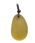 Yellow Sea Glass Necklace with Leather Cord - Unisex Hawaii Gift