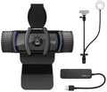 Logitech C920S Pro HD Webcam Bundle with Ring Light and USB Hub
