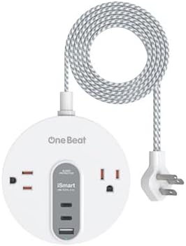 Compact Power Strip Surge Protector with USB C - One Beat