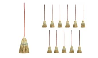 Heavy-Duty Corn Broom with Wood Handle for Indoor and Outdoor Use