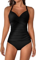 B2prity Women's Ruched Tankini Swimsuit Two-Piece - Tummy Control