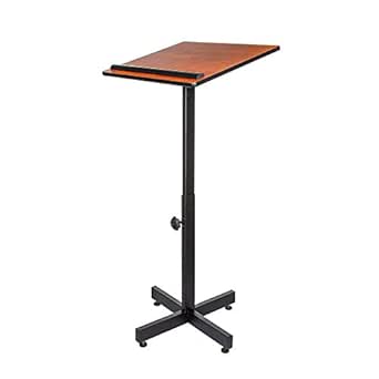 Height Adjustable Portable Lectern Stand with Cherry Finish