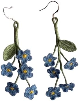 Crochet Flower Handmade Dangle Earrings for Women and Girls
