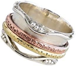 925 Sterling Silver Spinner Ring for Women - Handmade Fidget Ring