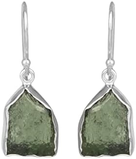 Moldavite Rough 925 Solid Sterling Silver Handmade Earrings