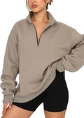 Meladyan Womens Half Zip Sweatshirt Oversized Pullover - Cozy Fleece