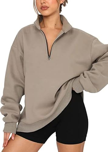Meladyan Womens Half Zip Sweatshirt Oversized Long Sleeve Jacket