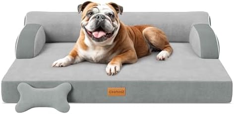 Large Orthopedic Dog Bed with Cooling Memory Foam and Bolsters