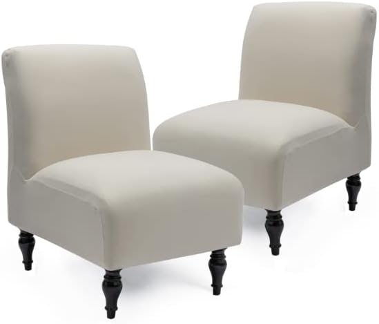 Iauddy Armless Chair Slipcover - Non-Slip Jacquard Fabric