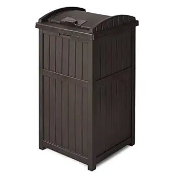 Suncast 33 Gallon Outdoor Trash Can with Lid for Patios