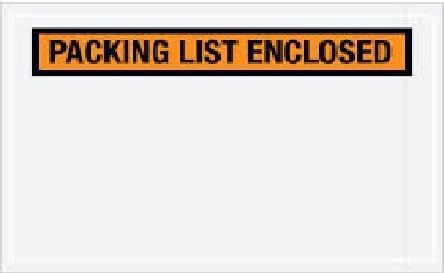 Packing List Enclosed Pouches - Clear Orange Self Adhesive 1000 Pack