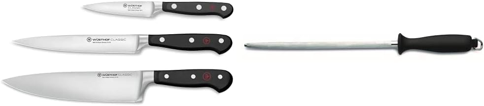 WUSTHOF Classic 3-Piece Chef's Knife Set with Sharpening Steel