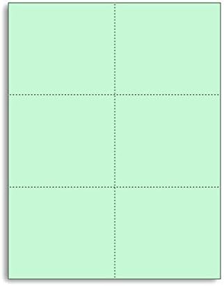 Laser Printer Blank Perforated Cards 6 Up Per Page - Green