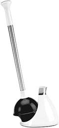 simplehuman Toilet Plunger and Caddy, Stainless Steel White