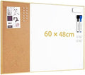 Dry Erase Cork Board Combo 24x18 - Magnetic Whiteboard with Gold Frame