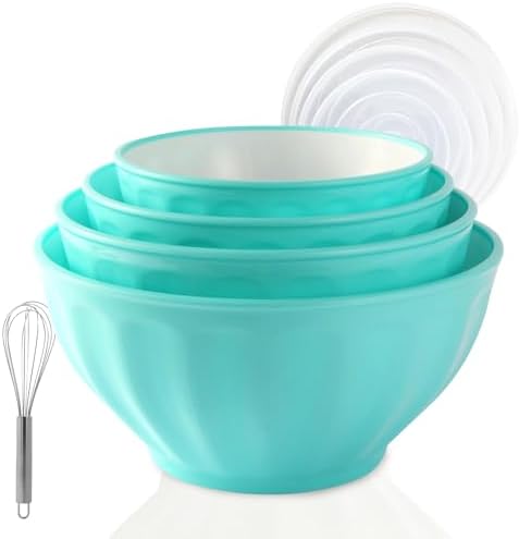 Plastic Mixing Bowls Set with Lids for Kitchen and Storage