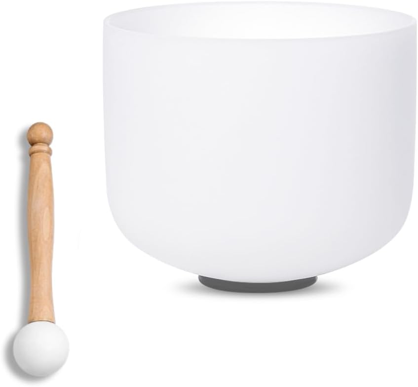 8 Inch White F Note Heart Chakra Quartz Singing Bowl for Healing