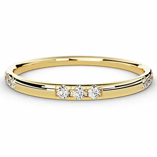 14k Solid Gold Dainty Diamond Wedding Band for Women - Elegant Ring