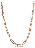 14k Rose Gold 4mm Paper Clip Link Necklace for Women - Solid 14K