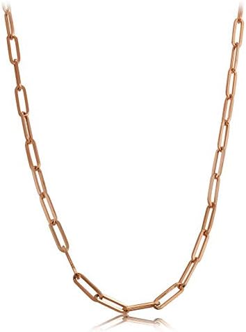 14k Rose Gold 4mm Paper Clip Link Necklace - Stylish Jewelry