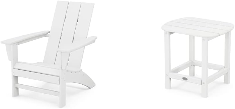 POLYWOOD Modern Adirondack Chair and South Beach Side Table Set
