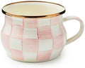 Enamel Teacup Rosy Check 10 oz - Cute Pink-and-White Mug