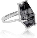 925 Sterling Silver Snowflake Obsidian Coffin Ring 17x10mm for Men