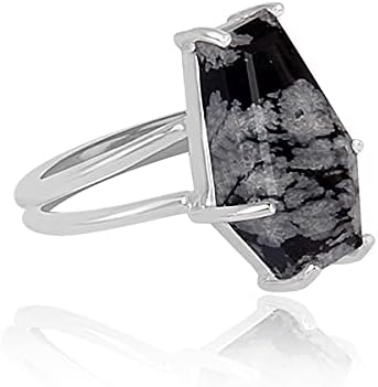 925 Sterling Silver Snowflake Obsidian Coffin Gothic Jewelry