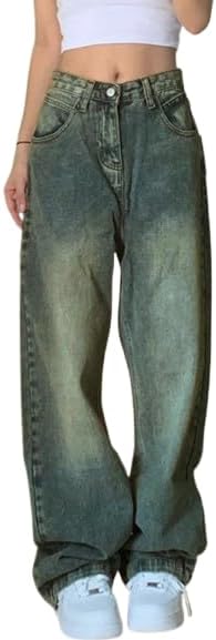 Vintage Wide Leg Denim Jeans for Women - Casual Trousers
