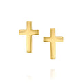 Gold Cross Stud Earrings - Delicate 6x9mm Designer Gift