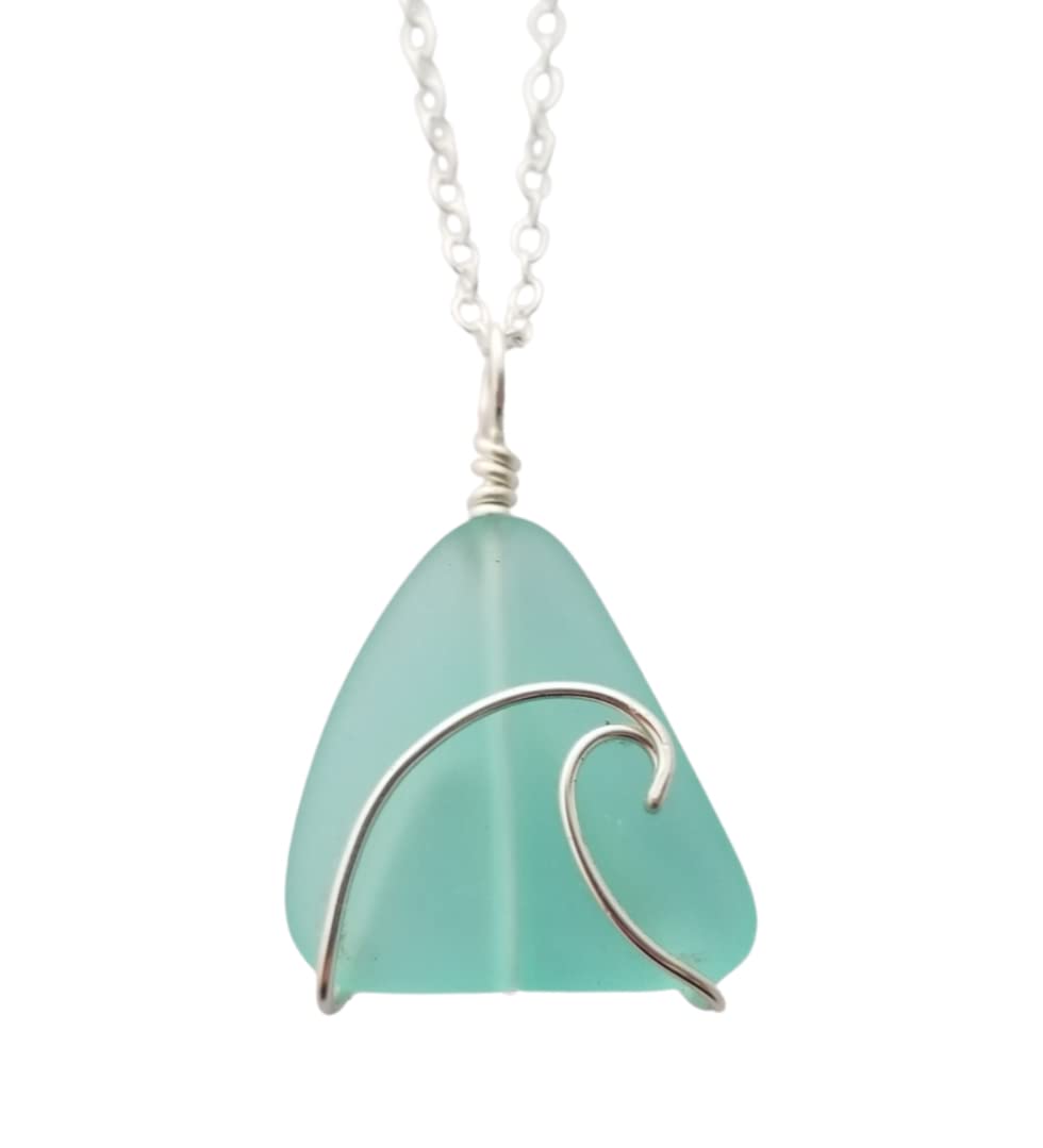 Handmade Ocean Wave Sea Glass Necklace for Unique Gifts