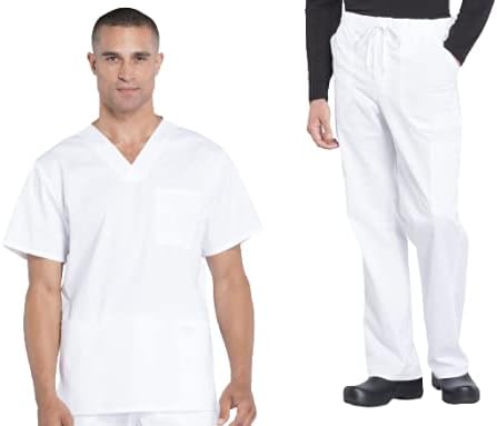 Cherokee Scrub Set for Men - 4 Pocket V-Neck Top & Cargo Pants