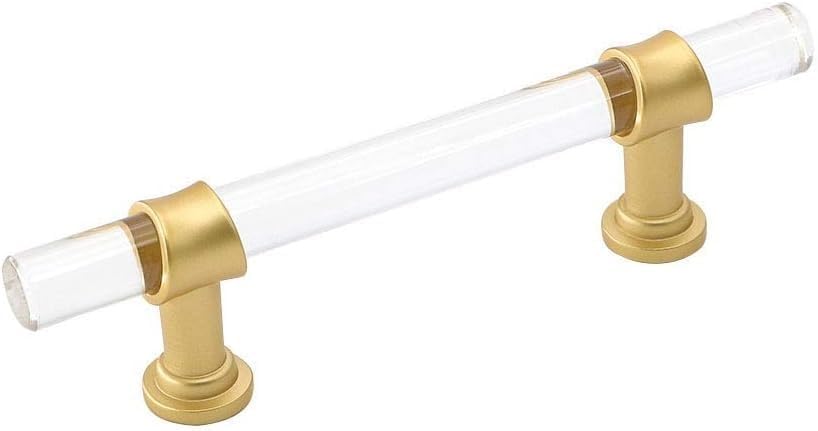 30 Pack 3-1/2 Inch Matte Gold Cabinet Pulls with Acrylic Design