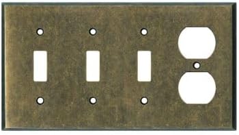 Switch Hits Triple Light Switch Plate Cover in Antique Brass