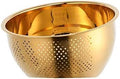Rice Washing Bowl Stainless Steel 3-in-1 Colander and Strainer - Gold