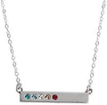 Sterling Silver Bar Necklace with Birthstones - Personalized Gift