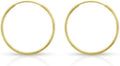 14k Solid Gold Endless Hoop Earrings - Lightweight Everyday Hoops