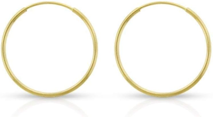 14k Solid Gold Endless Hoop Earrings for Everyday Wear