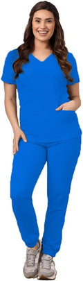 Women's Scrub Set with Jogger Pant and V-Neck Top - Comfortable Fit