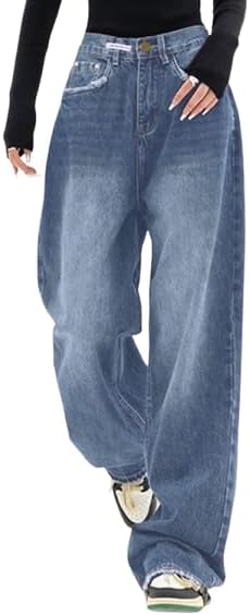 EMMIOL Wide Leg Baggy Jeans for Women - Vintage Y2K Style