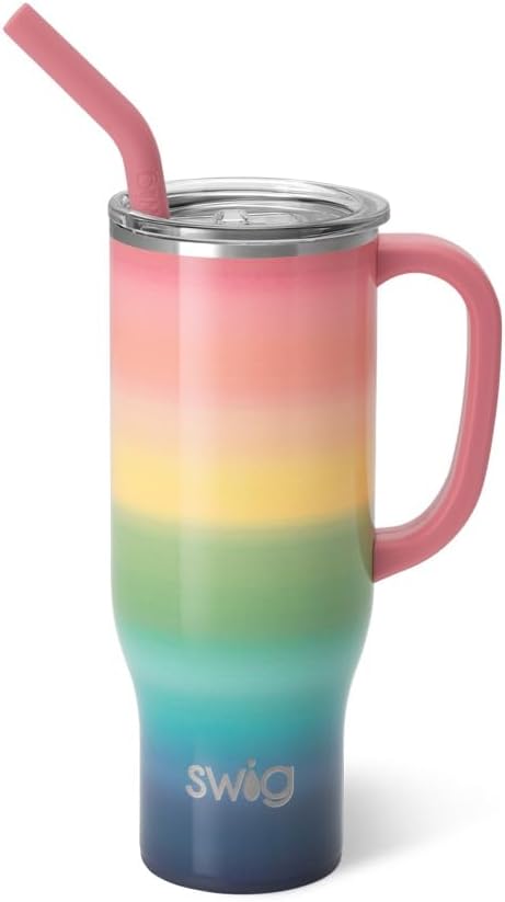 Swiglife 30oz Mega Mug: Insulated Tumbler with Handle & Straw