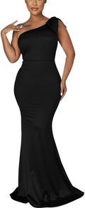 FairyLove Women's One Shoulder Ruched Bodycon Midi Dress - Elegant Fit