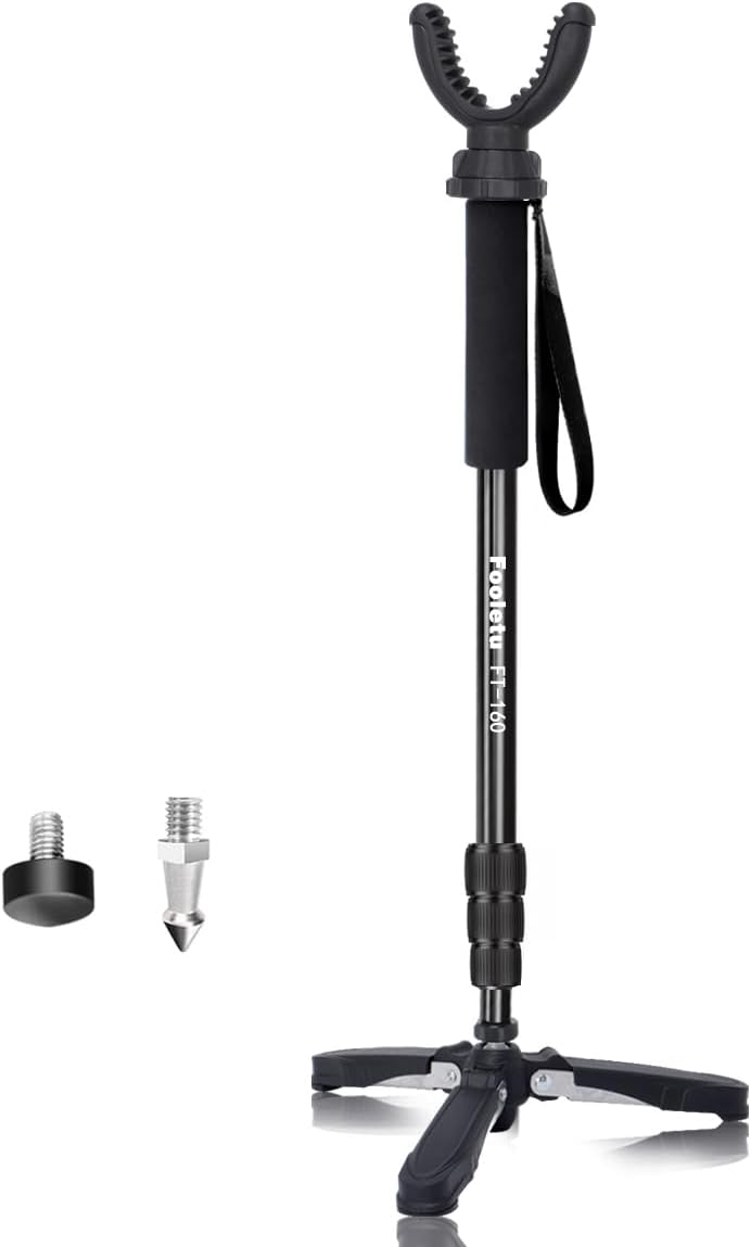 Shooting Stick Monopod for Hunting with 360 Rotating U Yoke