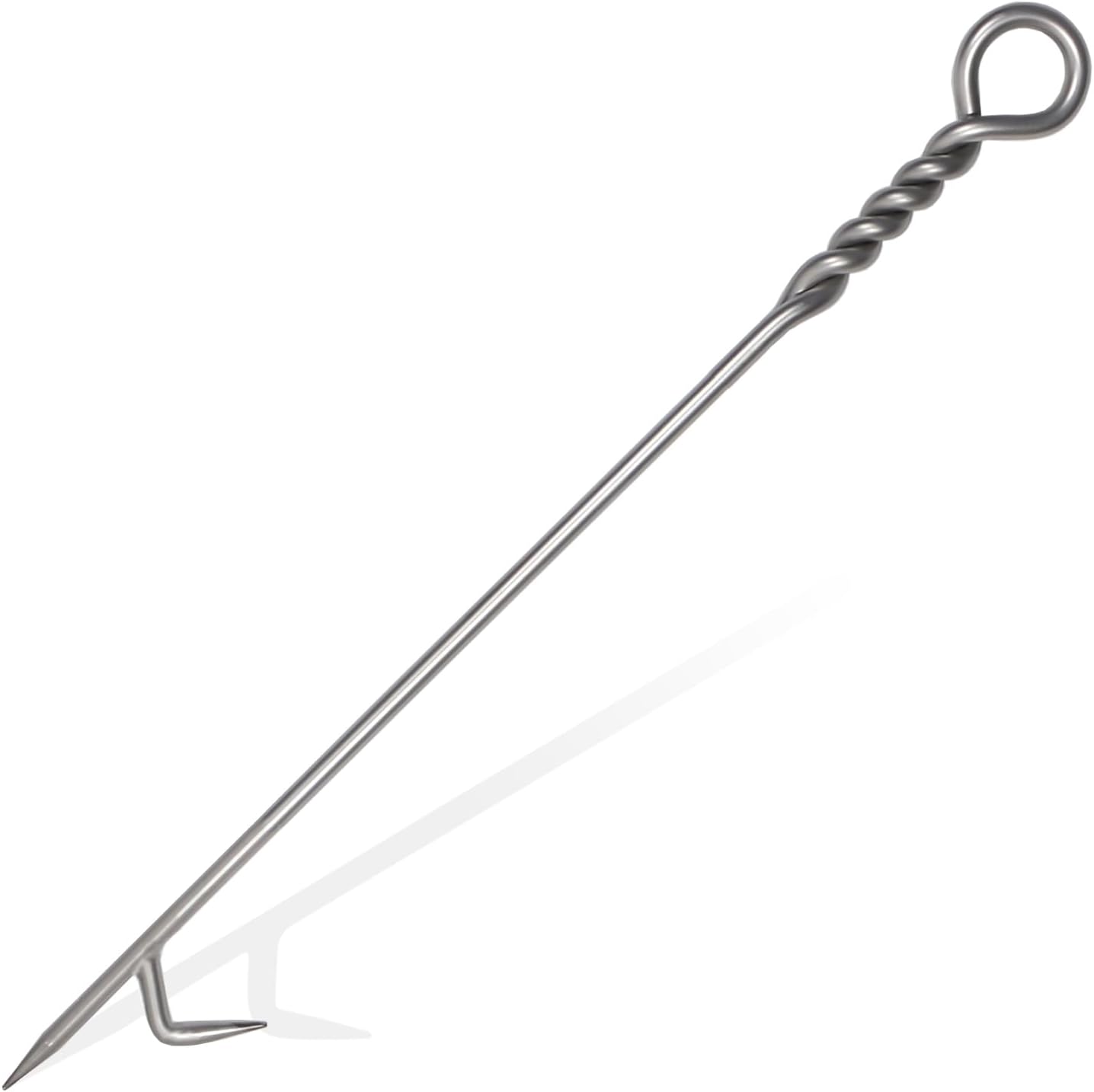 40in Stainless Steel Fire Poker with Twisted Rope Handle Design