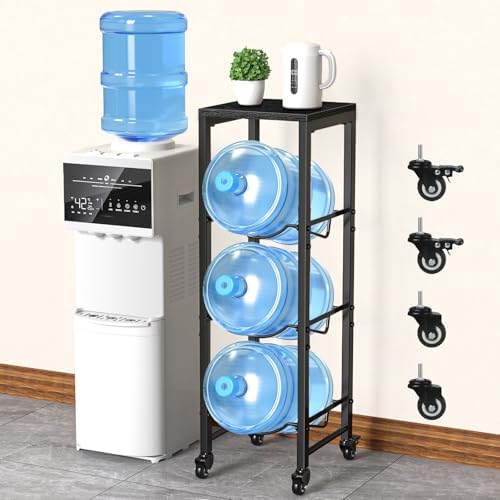 5 Gallon Water Bottle Holder Organizer with Lockable Casters