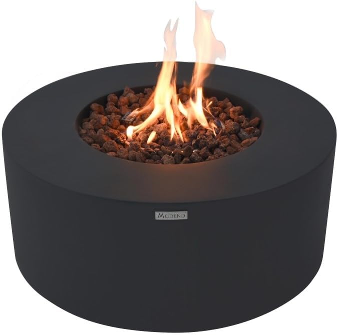 Moderno Venice Concrete Fire Pit with Lava Rocks - Stylish Outdoor Heating