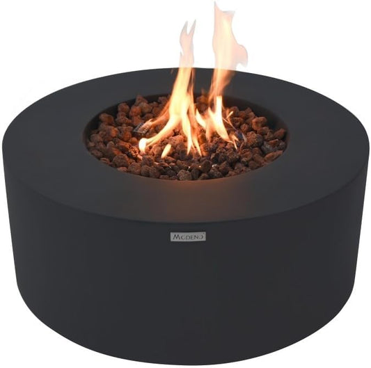 Moderno Venice Concrete Fire Pit with Lava Rocks - Stylish Outdoor Heating